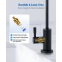 VEVOR Rubinetto in Acciaio Inox, Rubinetto per Acqua Potabile Senza Piombo, Rubinetto a Osmosi Inversa con Valvola in Ottone Massiccio, Rubinetto Filtrato ad Arco Alto, Nero Opaco per Caffetteria
