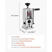 VEVOR Macchina Spellacavi Manuale in Lega di Alluminio Calibro tra 1,5-38 mm, Macchinetta Spellafili Manuale per Cablaggio Cavi Elettrici Funzionamento con Trapano 13 x 13 x 30 cm, Spella Cavi Manuale