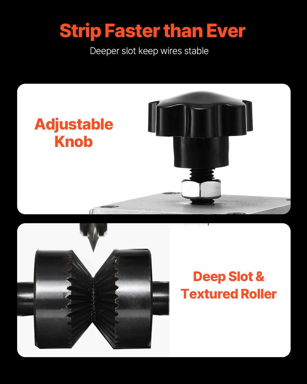 VEVOR Macchina Spellacavi Manuale in Lega di Alluminio Calibro tra 1,5-40 mm, Macchinetta Spellafili Manuale per Cablaggio Cavi Elettrici Funzionamento con Trapano 13 x 13 x 30 cm, Spella Cavi Manuale