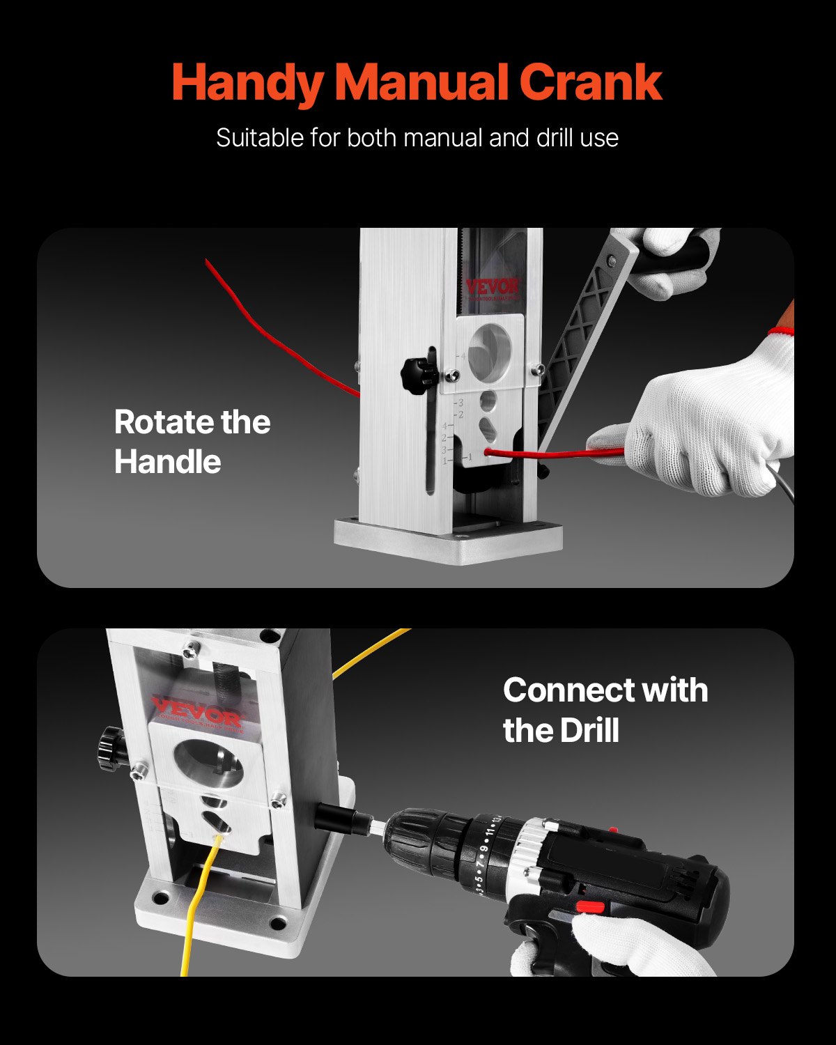 VEVOR Macchina Spellacavi Manuale in Lega di Alluminio Calibro tra 1,5-40 mm, Macchinetta Spellafili Manuale per Cablaggio Cavi Elettrici Funzionamento con Trapano 13 x 13 x 30 cm, Spella Cavi Manuale
