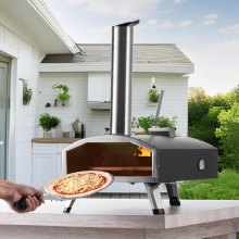 VEVOR Forno Esterno 304 mm di Legno per Pizza a Pellet da Campeggio Nero