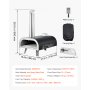 VEVOR Forno per Pizza da Esterno Portatile, Forno a Legna per Pizza da 12 pollici, Stufa a Pellet di Legno con Termometro per Campeggio all'Aperto, Cortile, Giardino, Nero