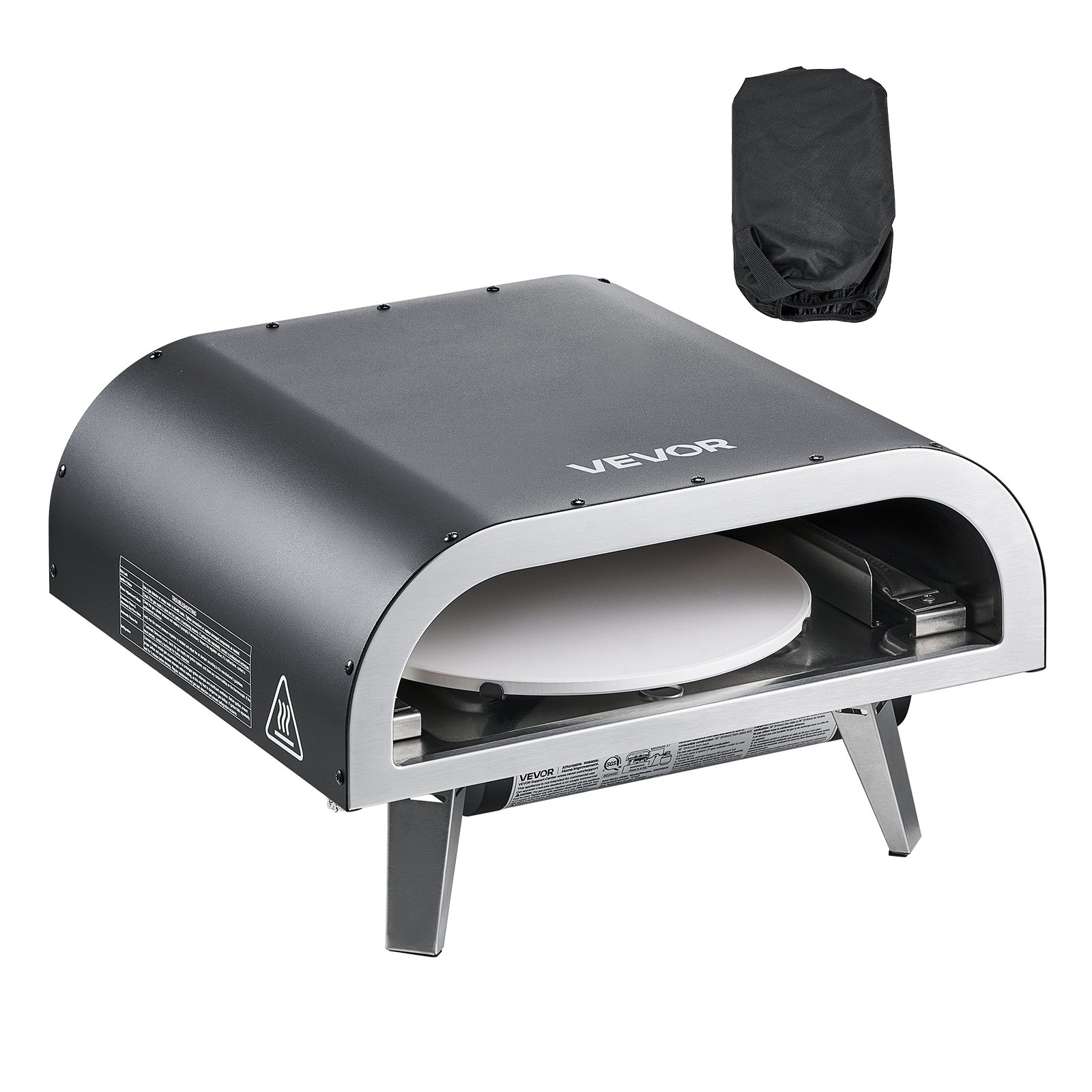 VEVOR Forno per Pizza da Esterno, Macchina per Pizza a Gas Propano da 304,8 mm, con Rotazione Elettrica, Pietra per Pizza Spessa, Borsa Trasporto, Forno a Propano per Campeggio all'Aperto, Nero