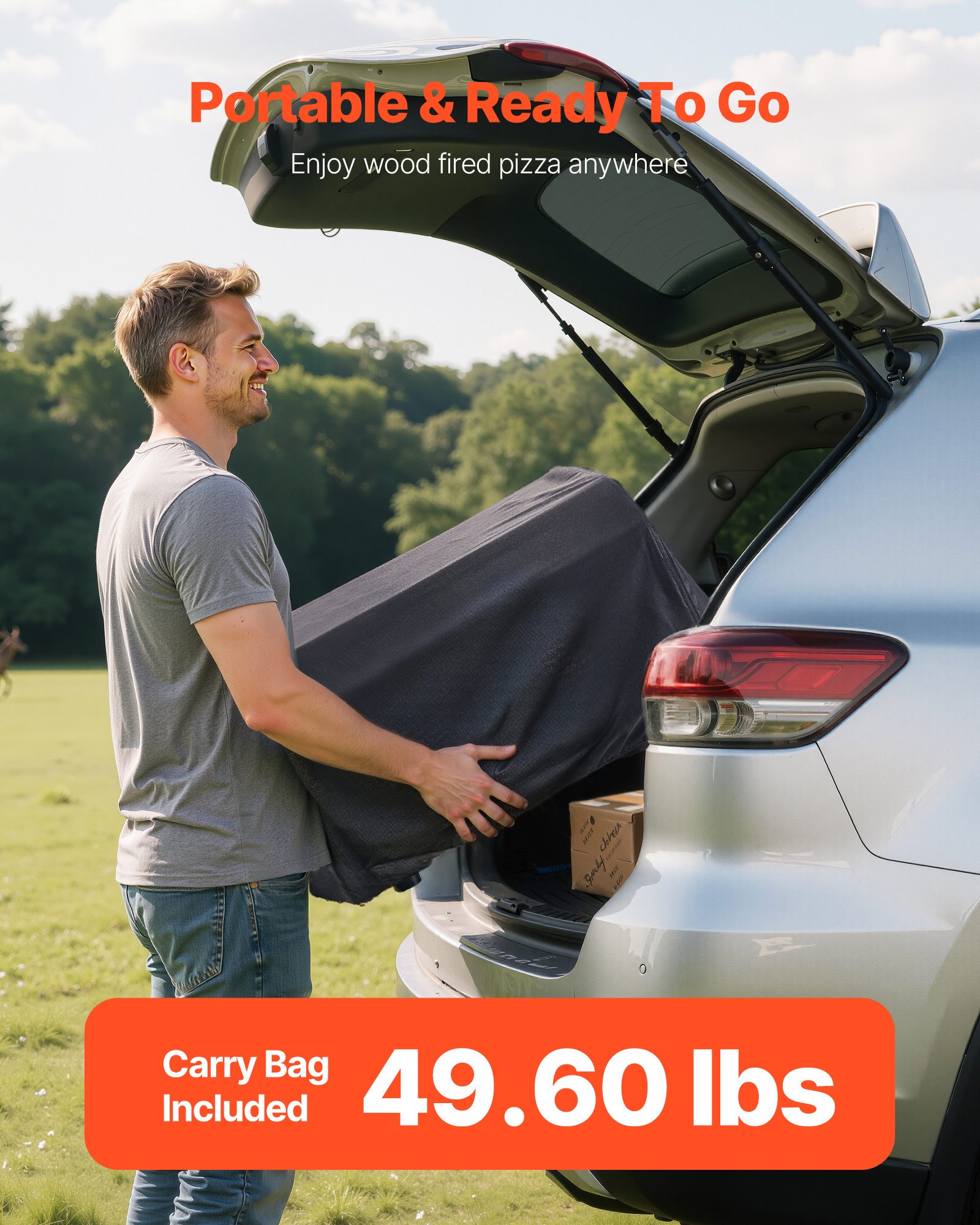 VEVOR Forno per Pizza da Esterno, Macchina per Pizza Portatile a Gas Propano da ca. 406 mm, con Rotazione Elettrica, Pietra Spessa, BorsaTrasporto, per Campeggio all'Aperto in Giardino, Patio
