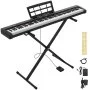 VEVOR Pianoforte Digitale a 88 Tasti Semipesati con Supporto Leggio Nero per Principianti, 128 Suoni e Ritmi, Doppia Alimentazione, Portatile, con Pedale, Connettività USB/MIDI, Tasti Standard 20mm