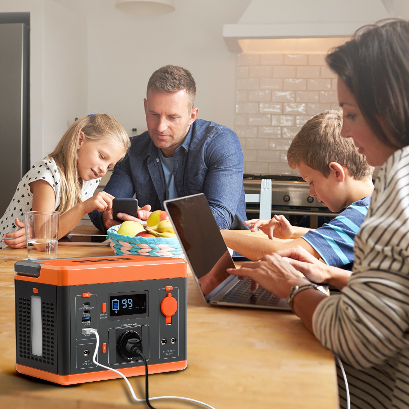 VEVOR Power Station Centrale Elettrica Portatile Generatore d'Alimentazione Portatile Solare 296Wh 300W Viaggio Campeggio