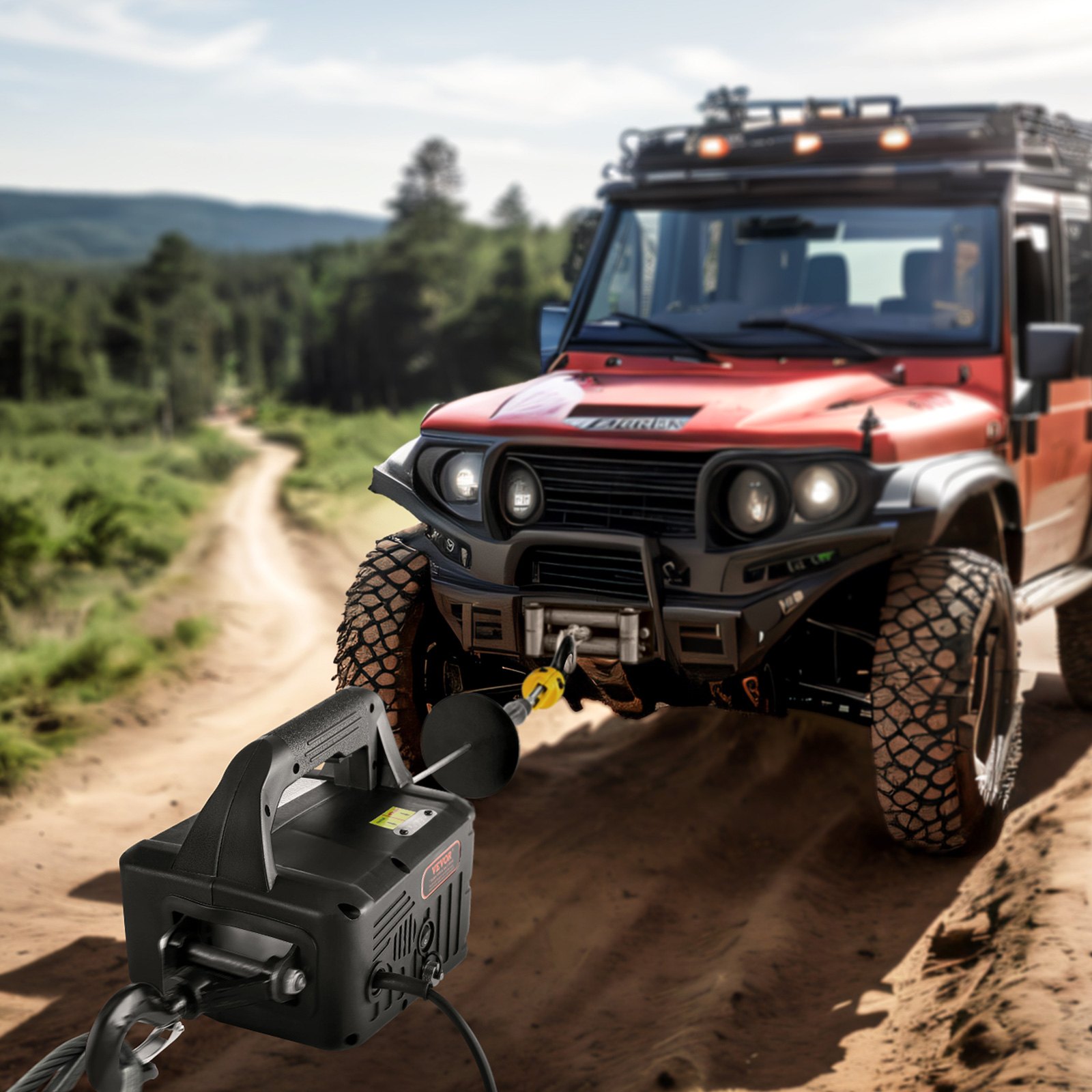 VEVOR 2-in-1 Electric Winch, 498.95 kg Lifting Capacity, Lifting Speed ≥4 m/min, 7 m Lifting Height, 1500 W Pulling Power, 2 Control Modes: Manual/Wired Remote Control