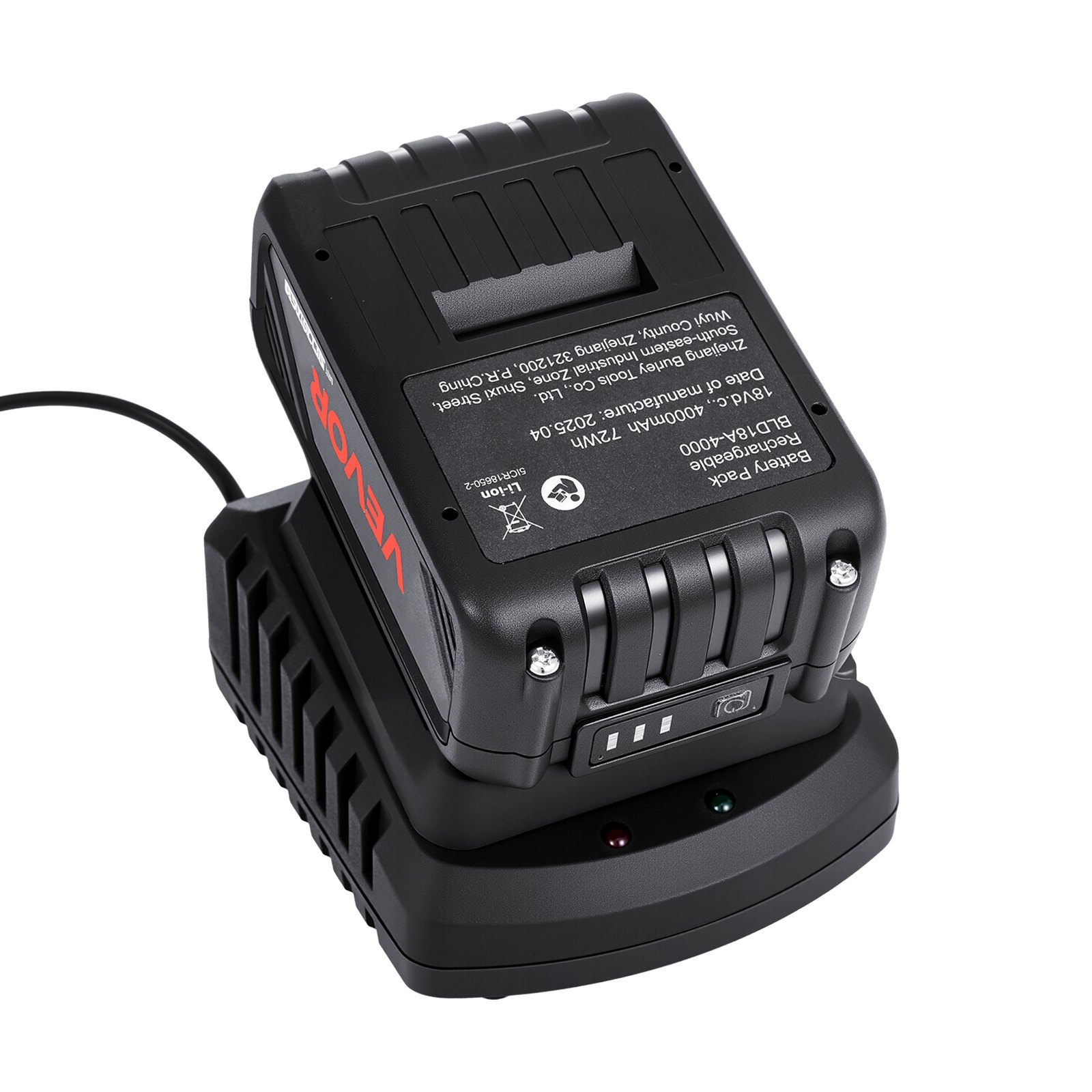 VEVOR 20V MAX, Portable Battery and Charger Combo, AC 220V, 4.0 Ah Lithium-Ion Battery Pack, 4000 mAh Large Capacity, Extended Runtime, Compatible with Series Tools, for Replacement and Fast Charging