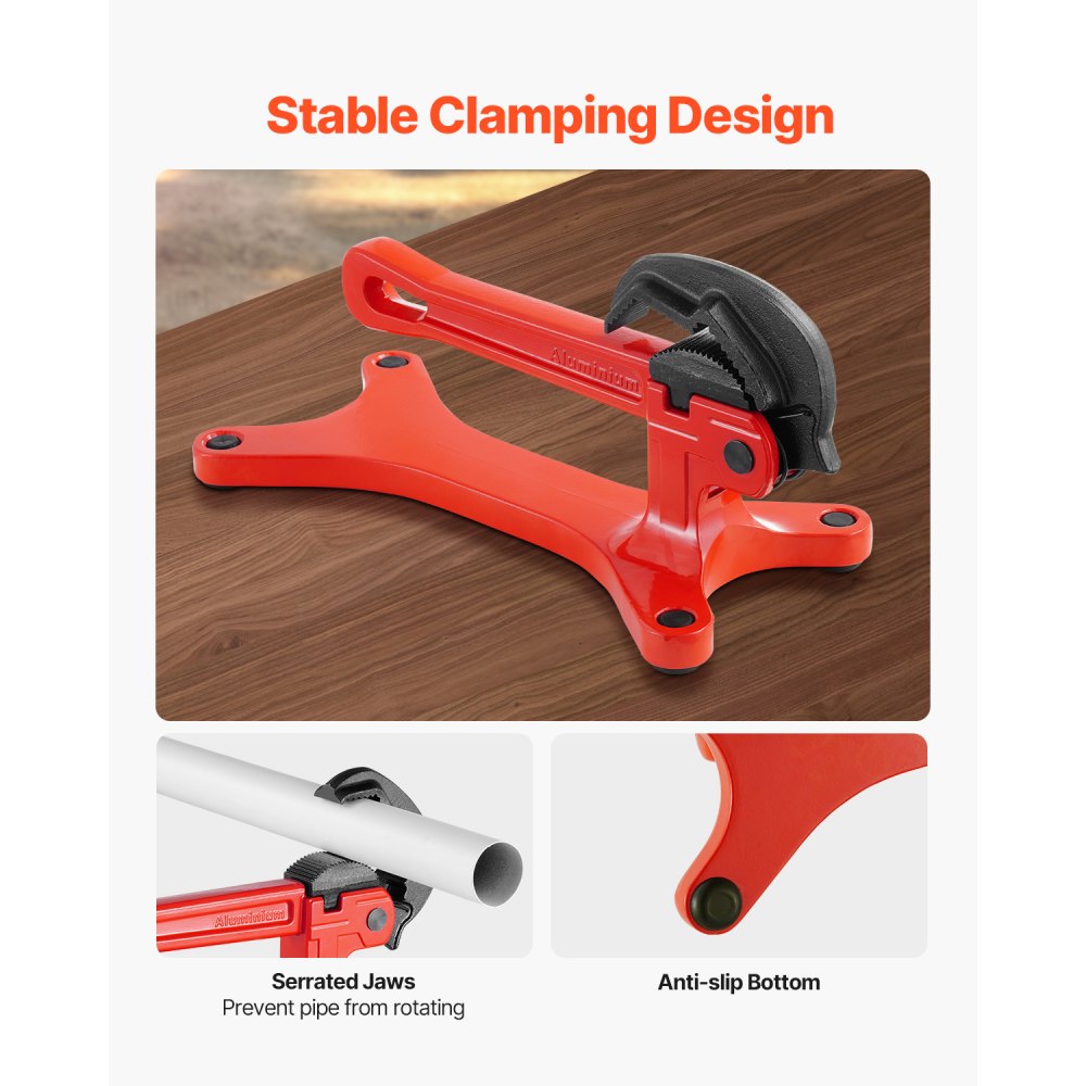 VEVOR Morsa per Tubi Portatile 270 x 115 x 130 mm Morsa per Tubi in Alluminio Leggero, Ideale per Installazione, Riparazione e Manutenzione Idraulica in Loco, Adatta a Vari Cantieri