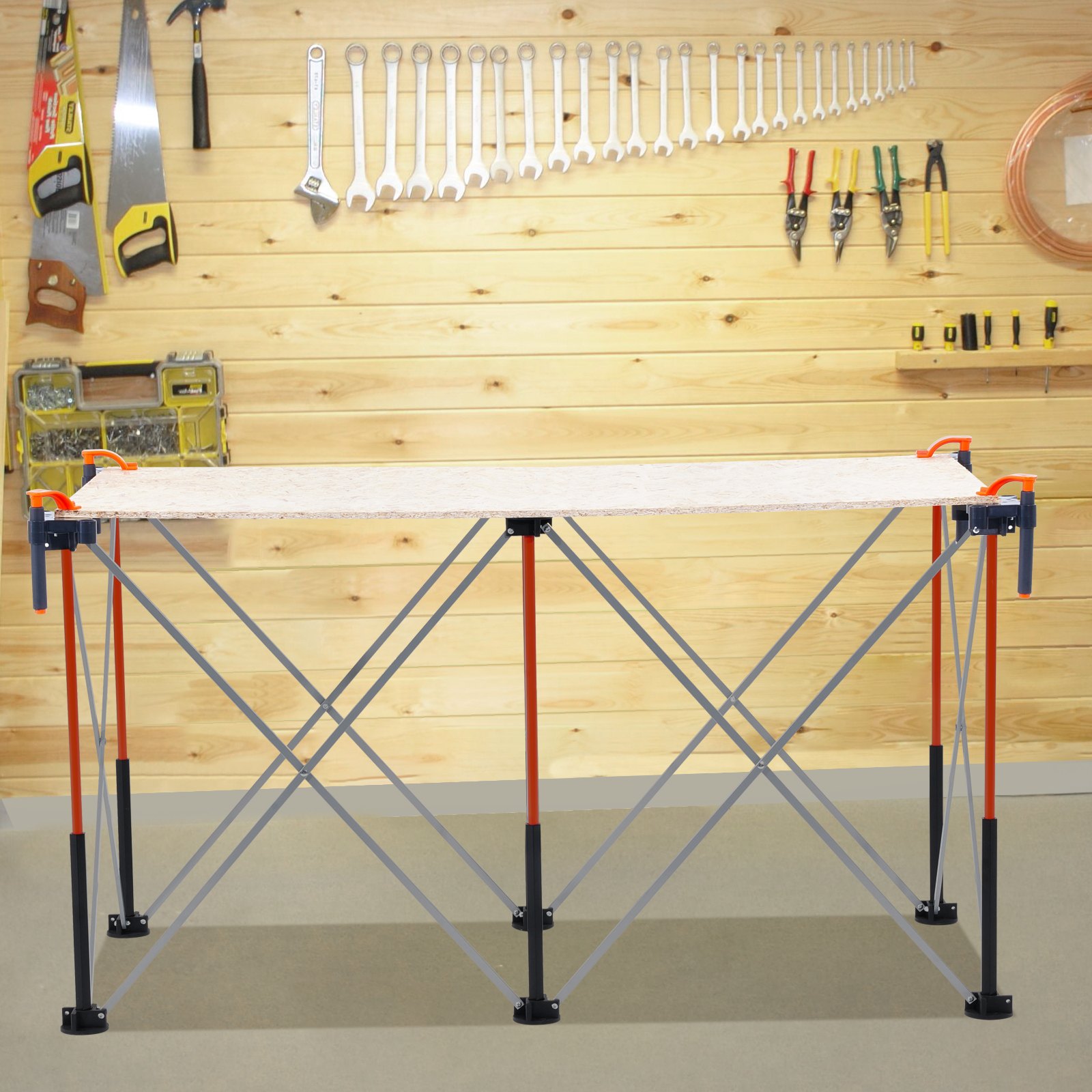 VEVOR Portable Folding Assembly Stand (1266 x 665 x 733 mm), Collapsible Workbench Stand with 1135 kg Load Capacity & Storage Bag (no tabletop) for Garage Workshop