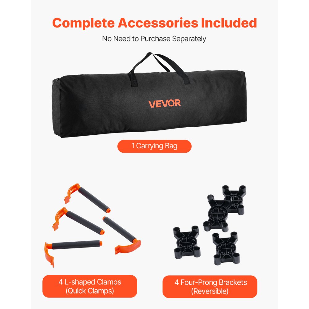 VEVOR Banco da Lavoro Pieghevole Portatile 1865 x 1261 mm Tavolo di Lavoro Pieghevole Senza Montaggio, Carico di 2041 kg con Borsa Portaoggetti, Piano del Tavolo Non Incluso, per Garage, Officina