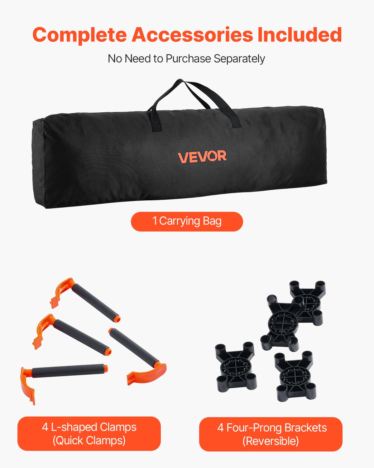 VEVOR Banco da Lavoro Pieghevole Portatile 1865 x 1261 mm Tavolo di Lavoro Pieghevole Senza Montaggio, Carico di 2041 kg con Borsa Portaoggetti, Piano del Tavolo Non Incluso, per Garage, Officina