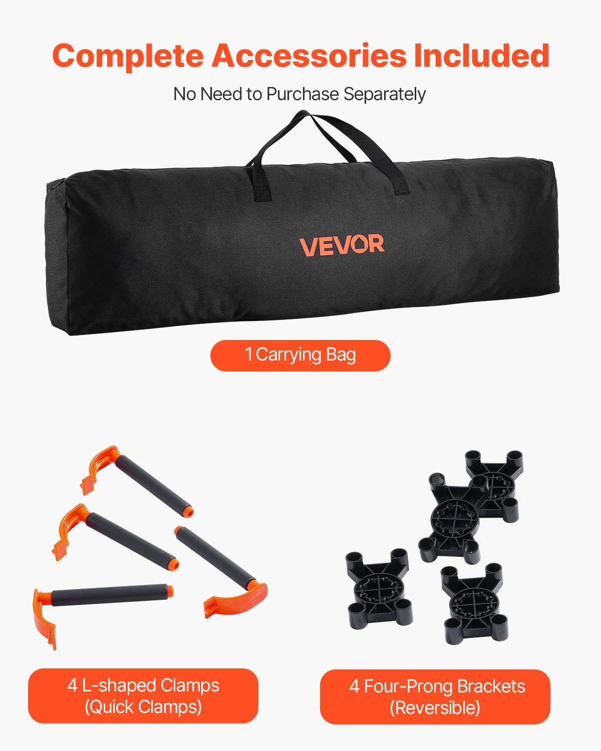 VEVOR Banco da Lavoro Pieghevole Portatile 2445 x 1255 mm Tavolo di Lavoro Pieghevole Senza Montaggio, Carico di 2724 kg con Borsa Portaoggetti, Piano del Tavolo Non Incluso, per Garage, Officina