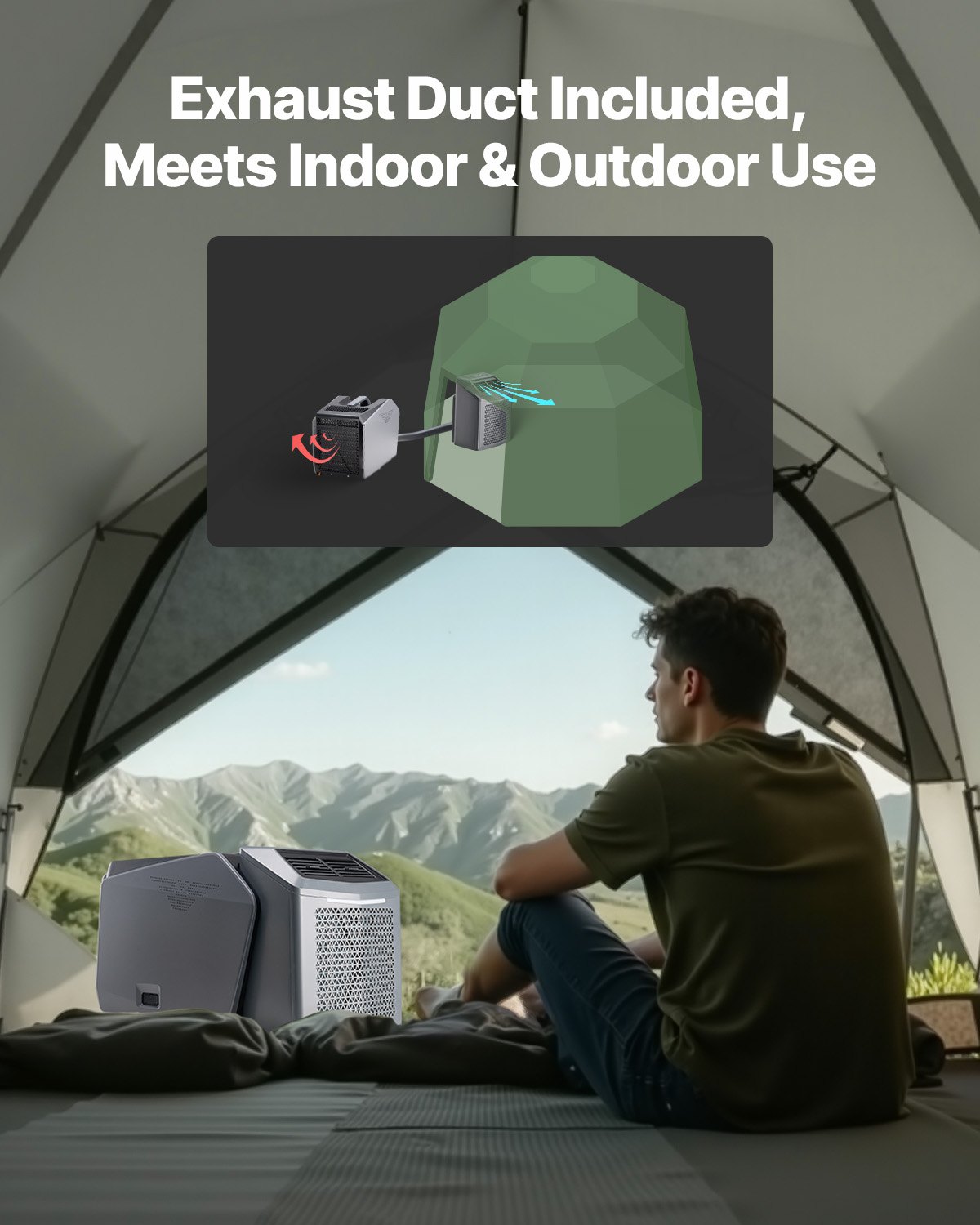 VEVOR Portable Air Conditioner, 5000 BTU, 3-Speed Air Conditioner with 24-Hour Timer, Cooler, Adjustable from 16-32 °C, Compatible with AC/DC, Camping, RVs or Home Use, Grey, 320x580x346 mm