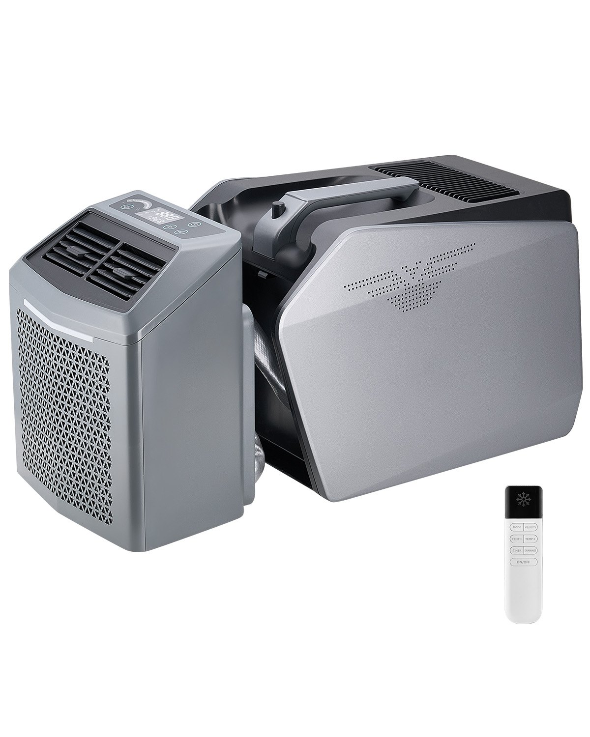 VEVOR Portable Air Conditioner, 5000 BTU, 3-Speed Air Conditioner with 24-Hour Timer, Cooler, Adjustable from 16-32 °C, Compatible with AC/DC, Camping, RVs or Home Use, Grey, 320x580x346 mm