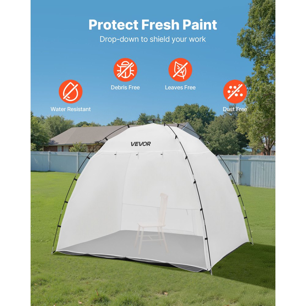 VEVOR Tenda per Cabina di Verniciatura a Spruzzo Portatile Area Lavoro 233x172x190 cm, Tenda per Verniciatura a Spruzzo Cabina Impermeabile e Pieghevole con Pavimento Integrato Porta Avvolgibile