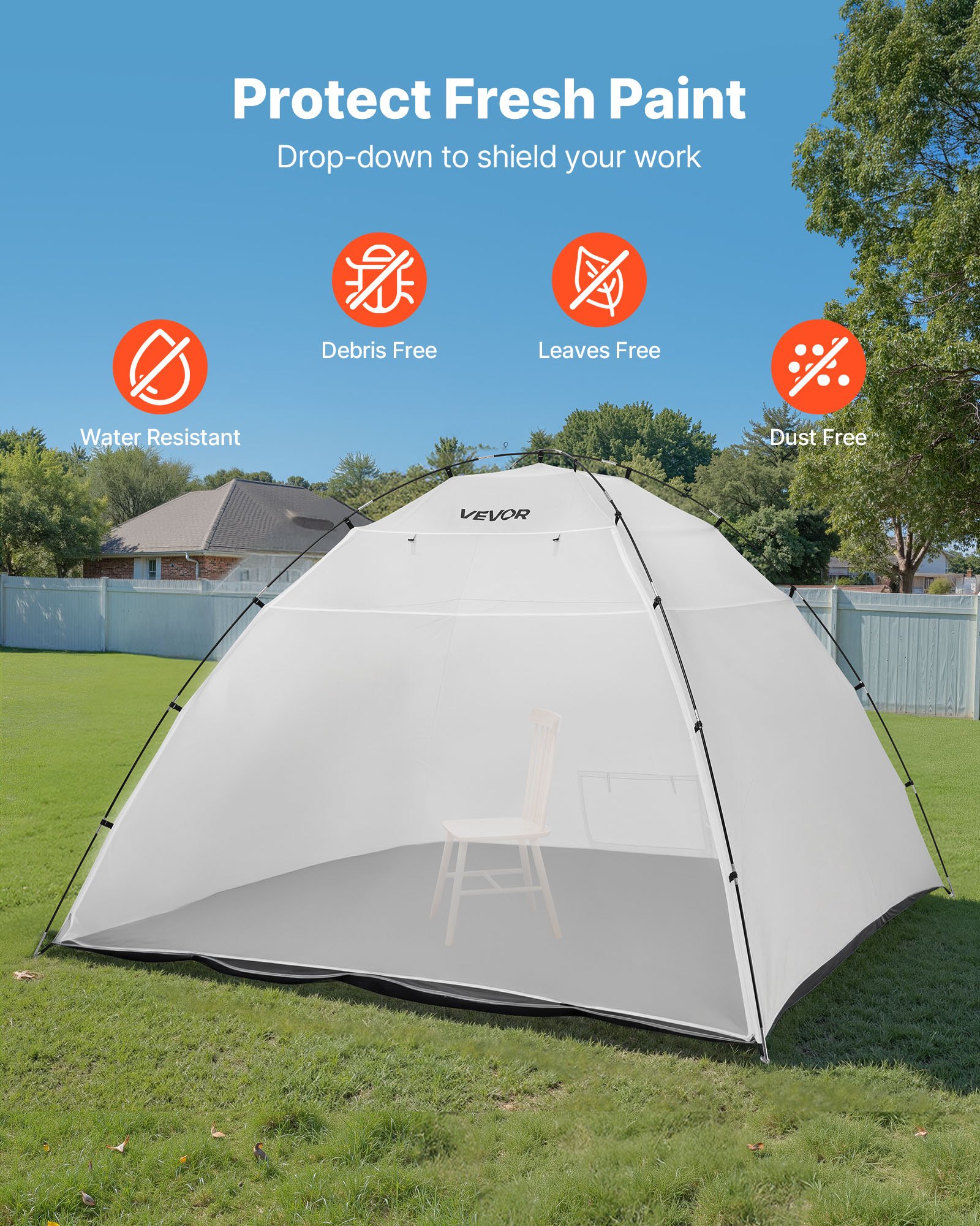 VEVOR Tenda per Cabina di Verniciatura a Spruzzo Portatile Area Lavoro 295x292x202 cm, Tenda per Verniciatura a Spruzzo Cabina Pieghevole con Pavimento Integrato Porta Avvolgibile, Armadi, Mobiletti