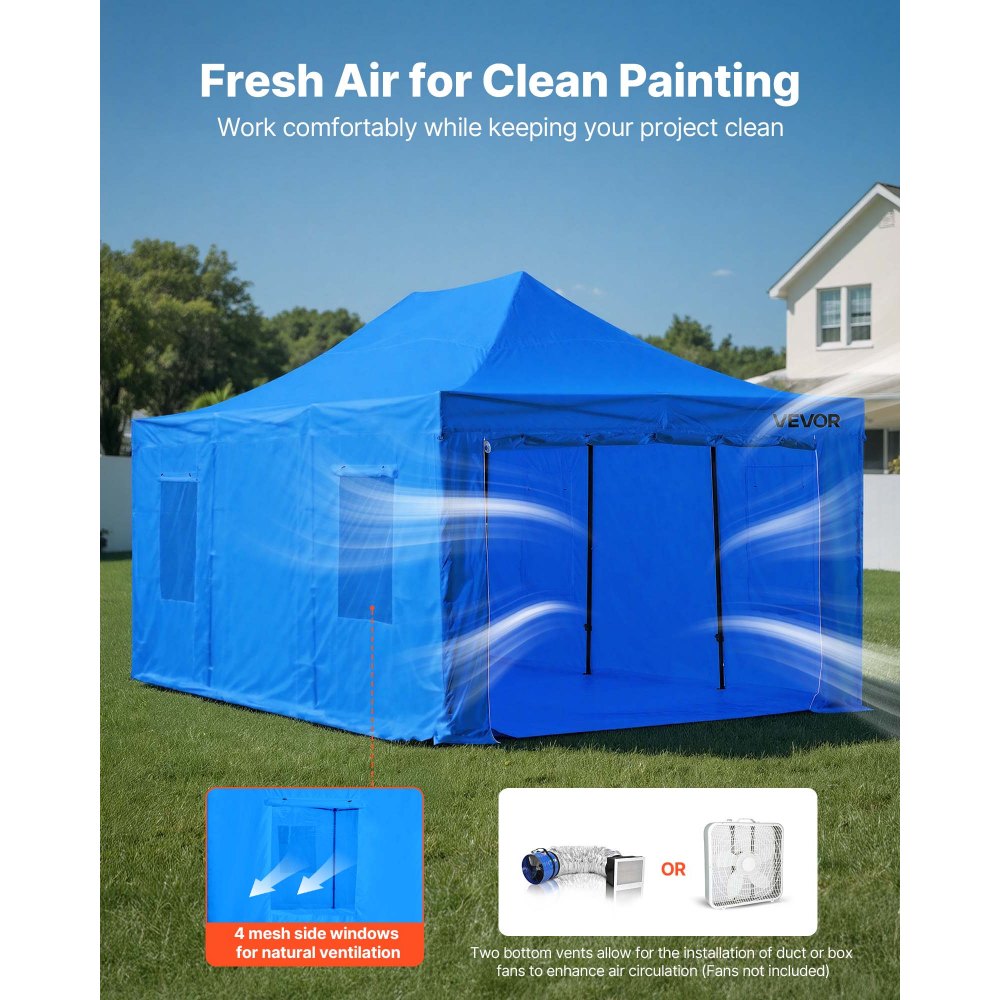 VEVOR Tenda per Cabina di Verniciatura a Spruzzo Portatile 587x398x178 cm Tenda per Verniciatura a Spruzzo Cabina Impermeabile e Pieghevole con 2 Finestre Laterali, Mobili per Auto Motociclette