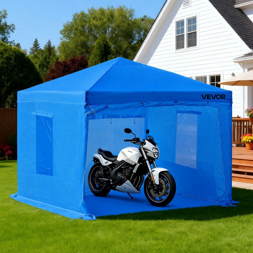 VEVOR Tenda per Cabina di Verniciatura a Spruzzo Portatile 293x293x181 cm Tenda per Verniciatura a Spruzzo Cabina Impermeabile e Pieghevole con 2 Finestre Laterali per Esterno, Auto, Moto, Blu