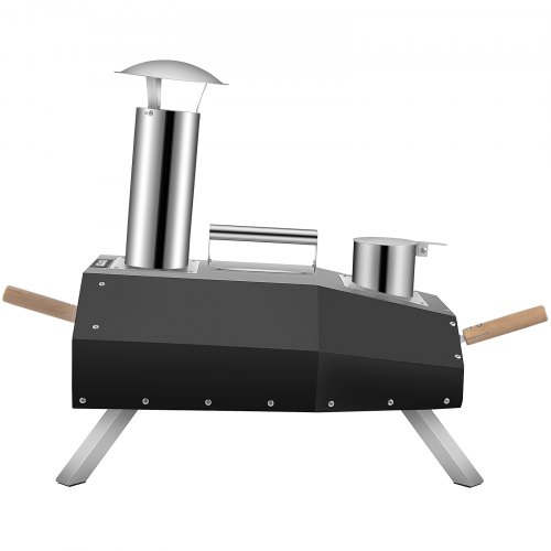 KOMFOTTEU Forno Pizza A Legna Portatile 2 Livelli - Acciaio Inox, 600&deg;C, Con Pietra E Griglia