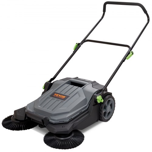 VEVOR Spazzatrice per pavimenti a terra manuale, larghezza 25,6" Spazzatrice per pavimenti manuale, contenitore per rifiuti da 5 galloni, maniglia in angolazione e altezza, cortile, garage, patio