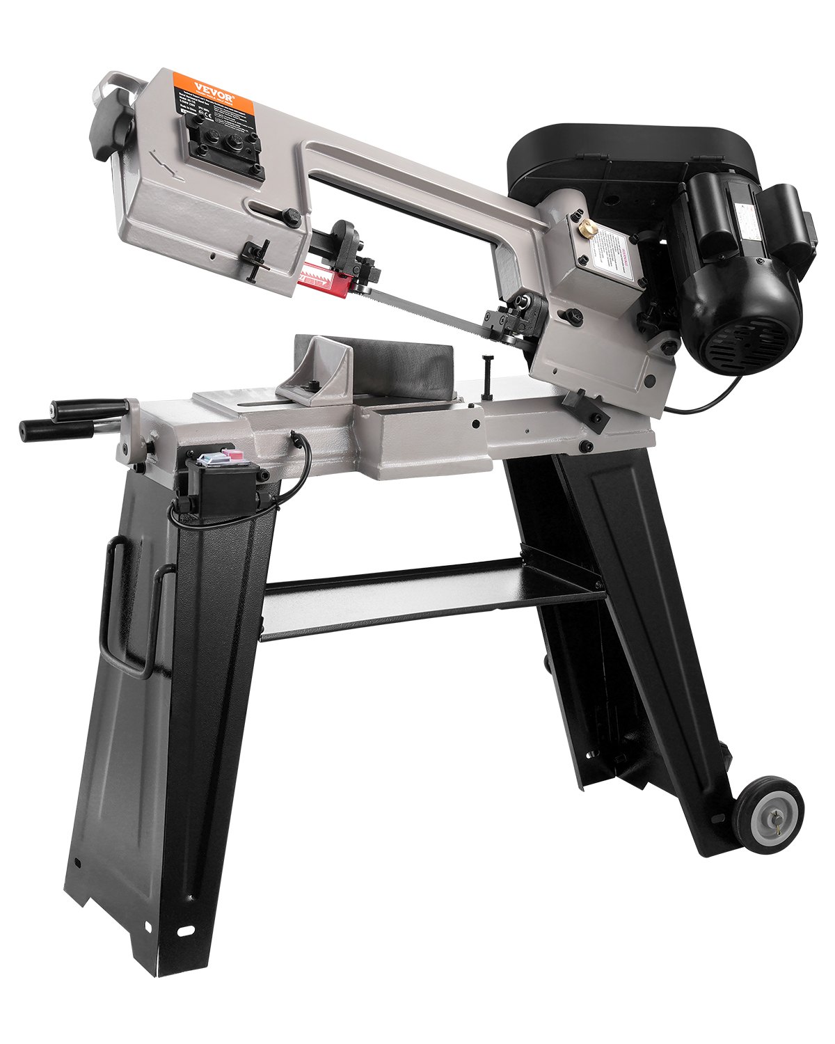 VEVOR Troncatrice a Nastro Orizzontale per Metallo 10,16 x 15,24 cm Troncatrice a Nastro per Taglio Verticale in Metallo con Motore 550 W Regolazione dell'Angolo 0 a 45° per Plastica