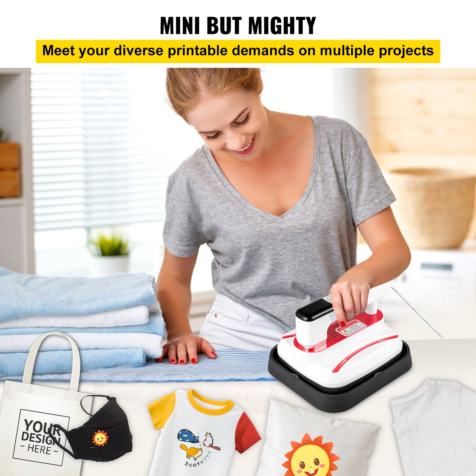 Pressa di Calore 7 x 8, Mini Pressa Portatile Rossa con Accessori per Magliette