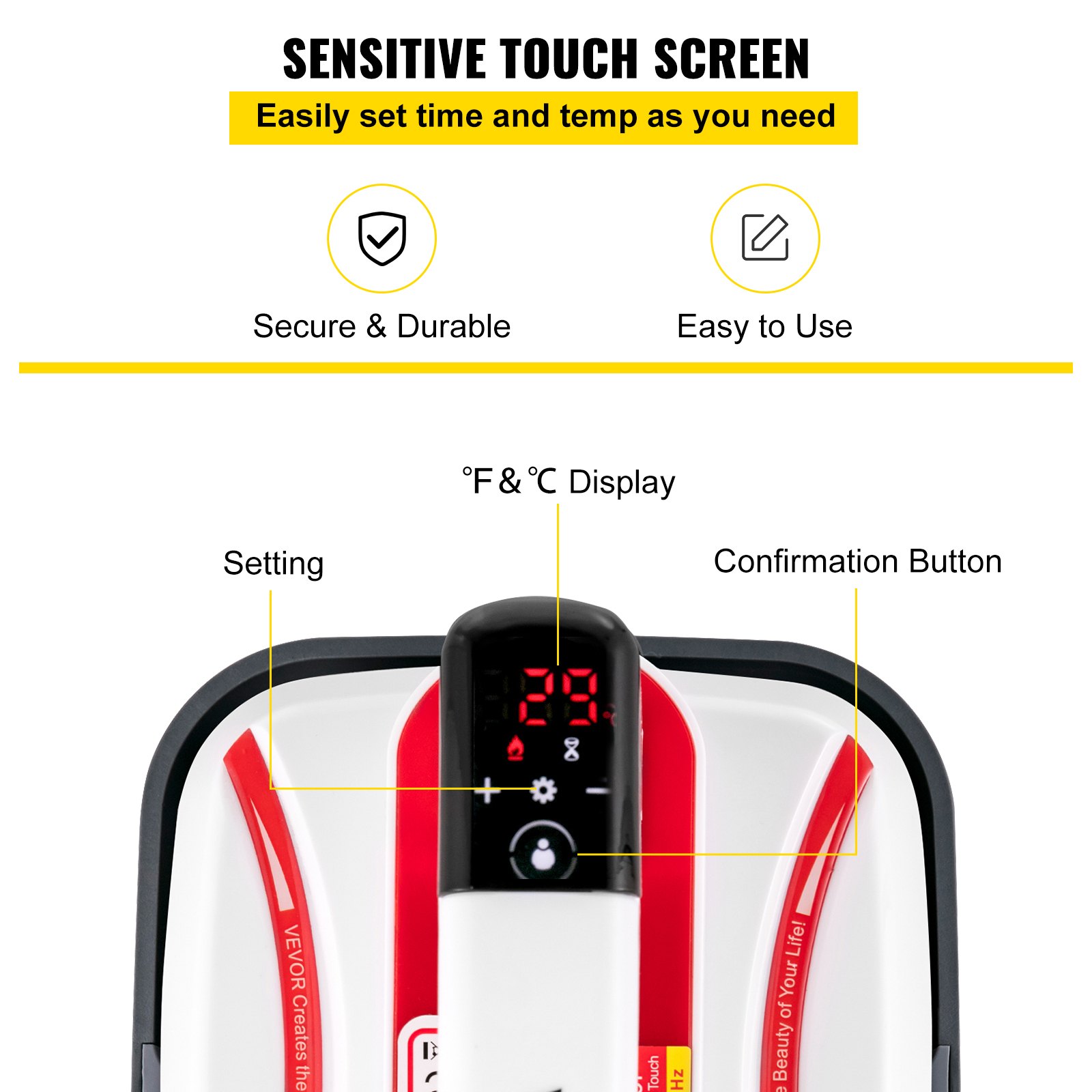 Pressa di Calore 7 x 8, Mini Pressa Portatile Rossa con Accessori per Magliette