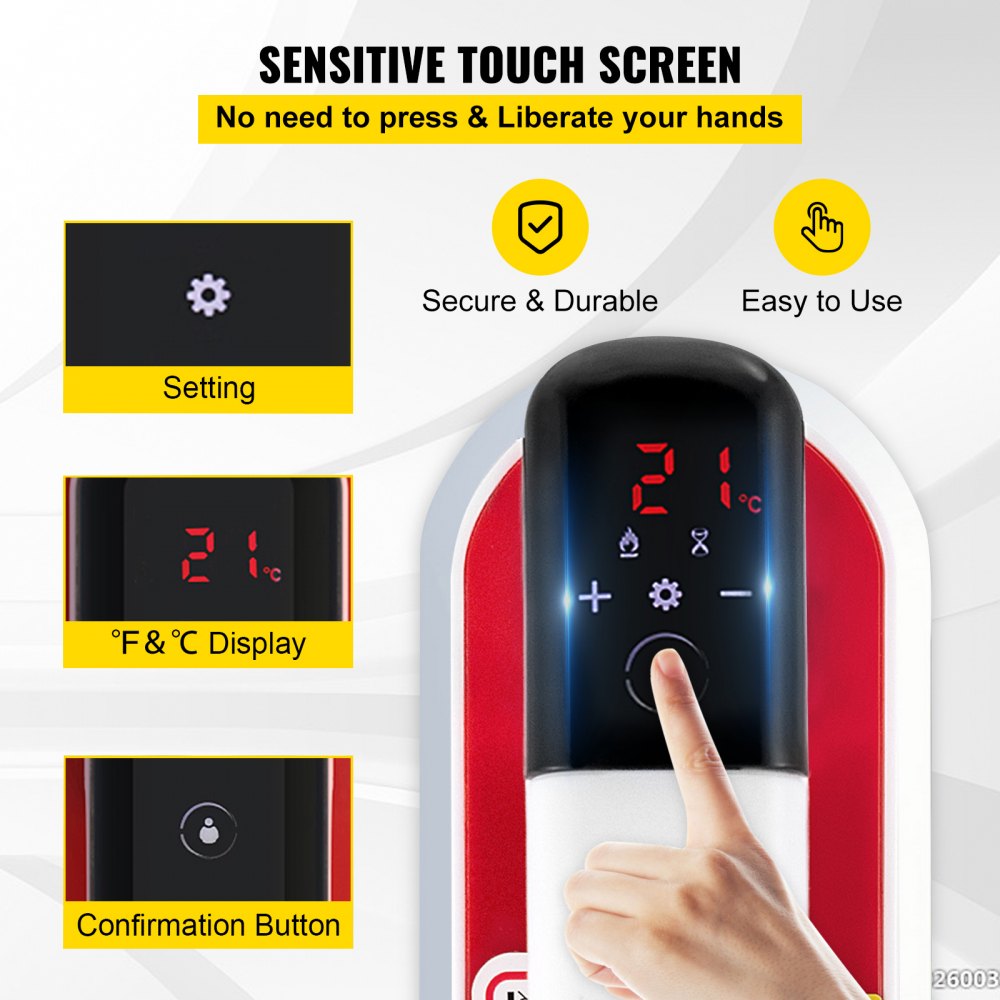 VEVOR Mini Press 7 x 8 Pollici Mini Press 800W, Rosso Pratico Pressa Portatile, Mini Touch Screen ad Alta sensibilità, Mini Press Funzione Vibrante Pressa di Magliette di affidabile Riscaldamento