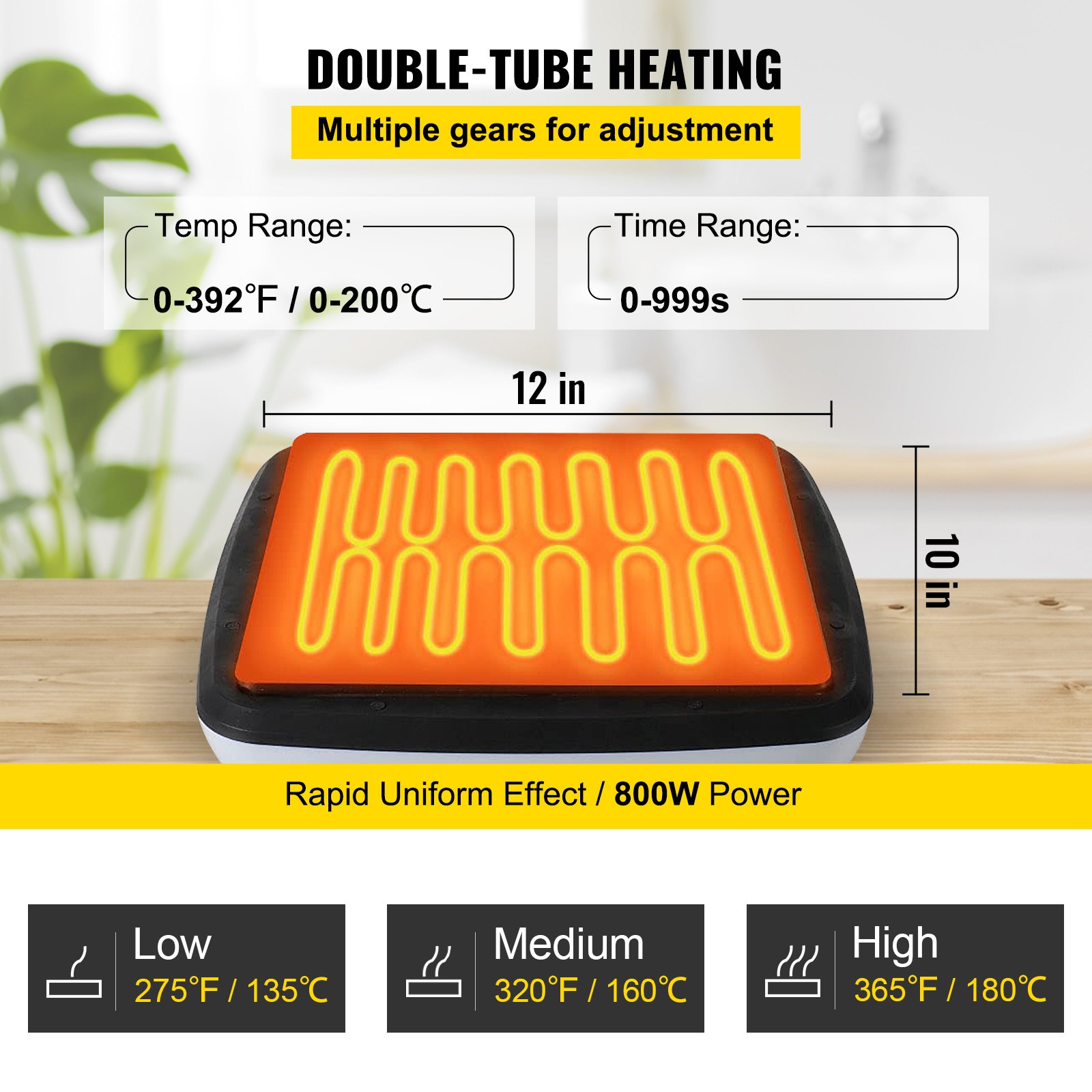 VEVOR Termopressa 12 x 10 Pollici Easy Press 800W, Blu Mini Press Funzione di Vibrazione Portatile Easy Mini Press Doppio Tubo, Riscaldamento Pressa di Calore per Magliette Touchscreen Sensibile