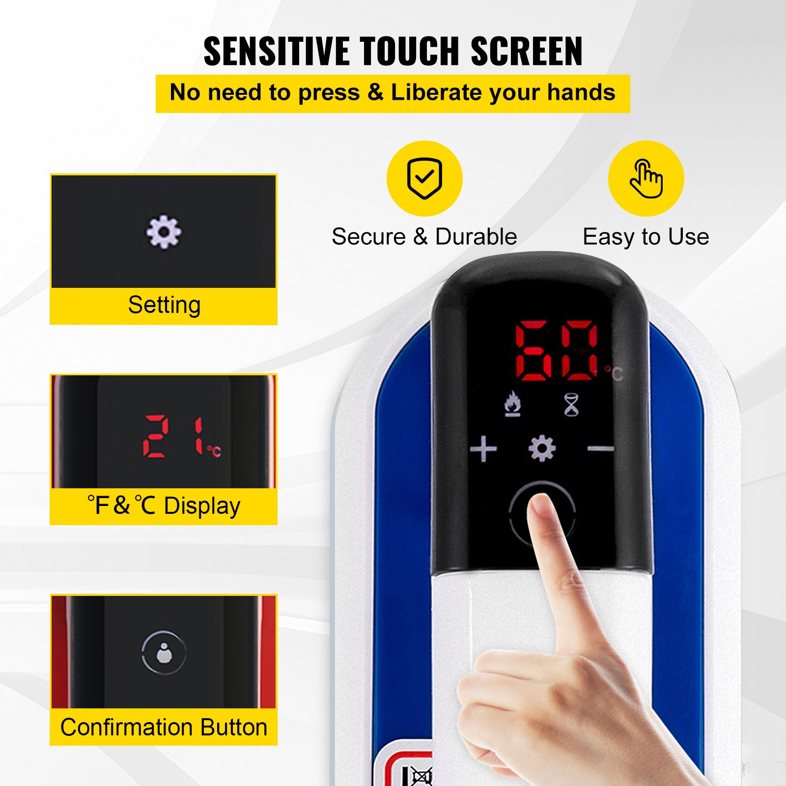 VEVOR Termopressa 12 x 10 Pollici Easy Press 800W, Blu Mini Press Funzione di Vibrazione Portatile Easy Mini Press Doppio Tubo, Riscaldamento Pressa di Calore per Magliette Touchscreen Sensibile