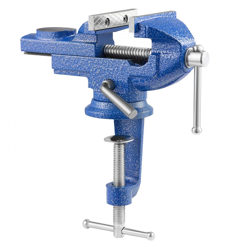 VEVOR Morsa da Banco Portatile con Base Girevole, Morsetto da Banco Rotante a Sgancio Rapido, Base Rialzata, Struttura in Ghisa, per Lavorazione di Legno Metalli, Foratura e Taglio, Mascella 76,2 mm