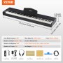 VEVOR Pianoforte Digitale con 88 Tasti Completamente Pesati, Set Tastiera Elettrica Portatile con Doppia Tastiera, Pianoforte Elettrico Altoparlanti, Pedale Sustain, Cuffie, Bluetooth USB MIDI