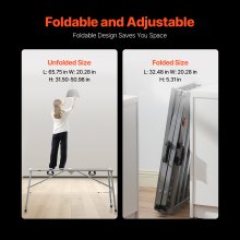 VEVOR Piattaforma di Lavoro, Altezza Regolabile 80-130 cm a 4 Marce, Scala Pieghevole in Lega di Acciaio, Piattaforma per Ponteggi Capacità 400 kg, Piedini in Gomma Antiscivolo, per Pulizia Lavaggio