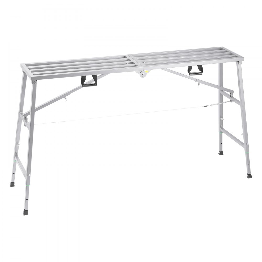 VEVOR Piattaforma di Lavoro, Altezza Regolabile 150 cm a 4 Marce, Scala Pieghevole in Lega di Acciaio, Piattaforma per Ponteggi Capacità 360 kg, Piedini in Gomma Antiscivolo, per Pulizia Lavaggio