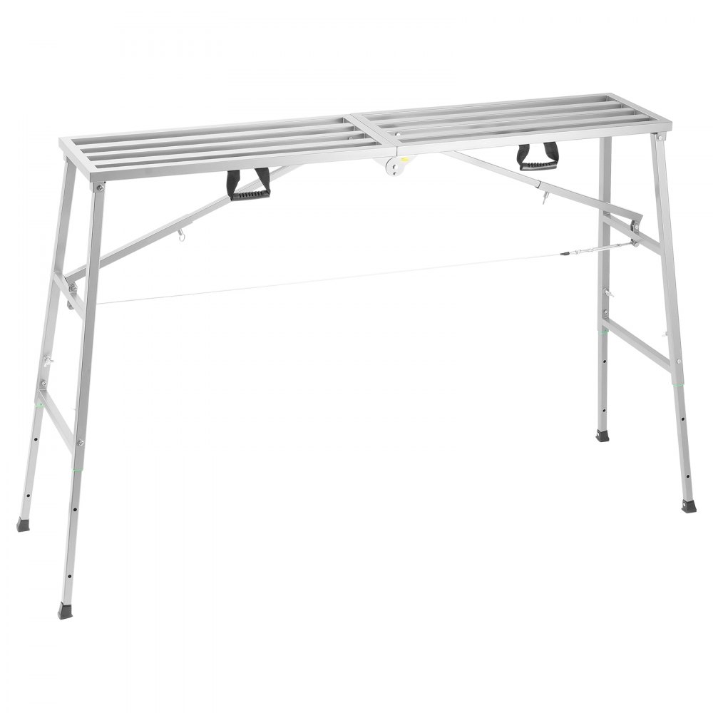 VEVOR Piattaforma di Lavoro, Altezza Regolabile 150 cm a 4 Marce, Scala Pieghevole in Lega di Acciaio, Piattaforma per Ponteggi Capacità 360 kg, Piedini in Gomma Antiscivolo, per Pulizia Lavaggio