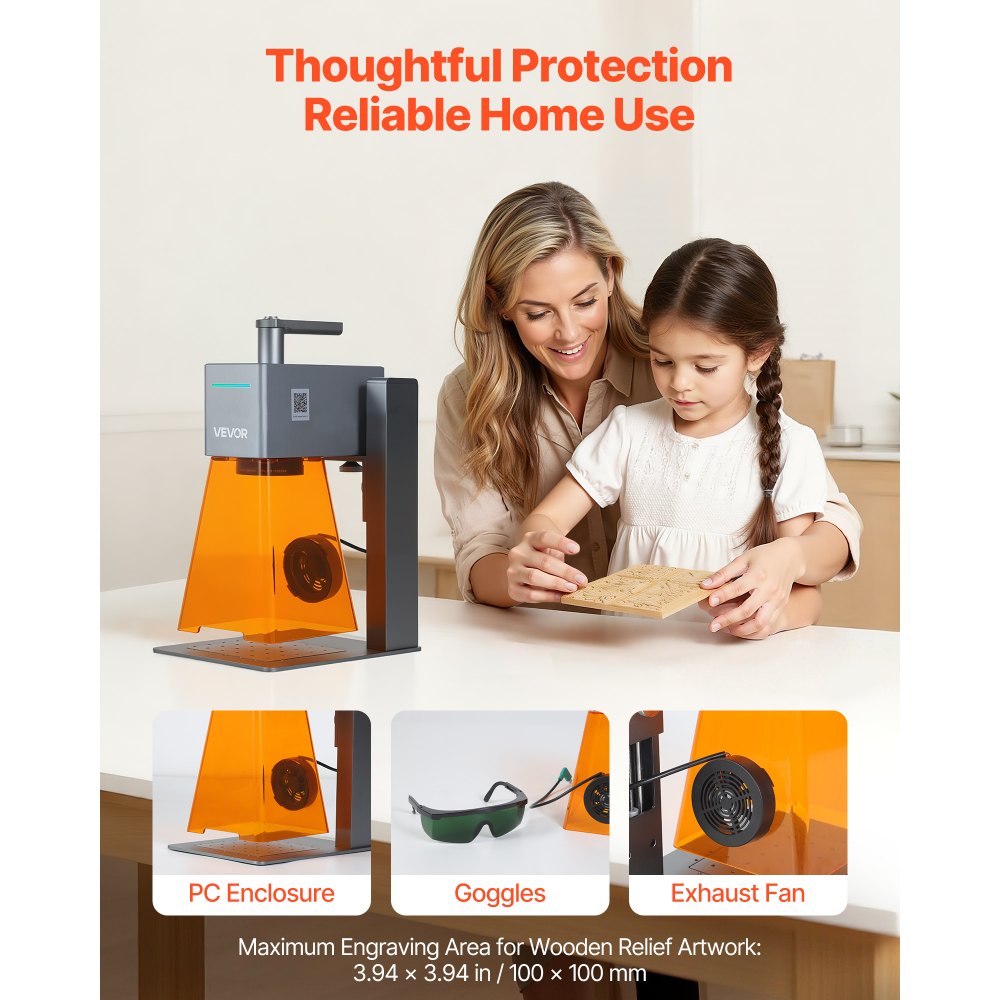 VEVOR Macchina Incisore Laser Portatile Velocità 5000 mm/s Incisore Taglierina Laser Blu 12 W Mini Macchina di Incisione Fai da te per Legno Acrilico Pelle Tessuto Classe 4 Lunghezza d'Onda Blu 455 nm