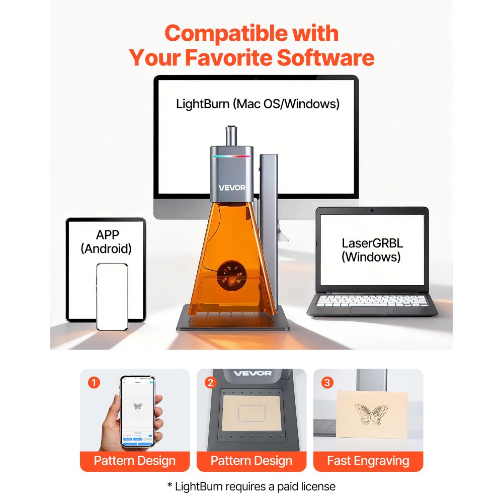 VEVOR Macchina Incisore Laser Doppio Portatile Velocità 10000 mm/s, Incisore Fai da te Area di Incisione 160 x 140 mm Lunghezza Onda Laser Blu 455 nm Infrarosso 1064 nm Classe 4 Portatile