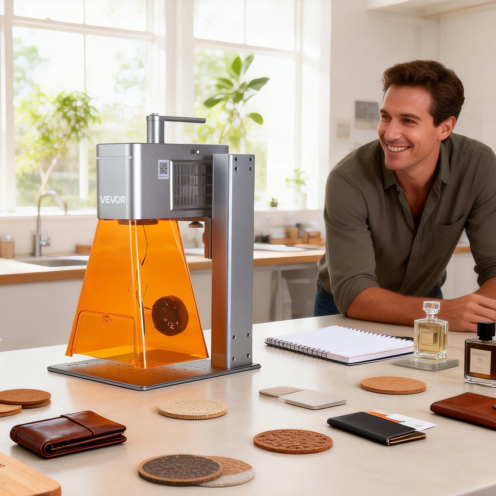 VEVOR Macchina Incisore Laser Doppio Portatile Velocità 10000 mm/s, Incisore Fai da te Area di Incisione 160 x 140 mm Lunghezza Onda Laser Blu 455 nm Infrarosso 1064 nm Classe 4 Portatile