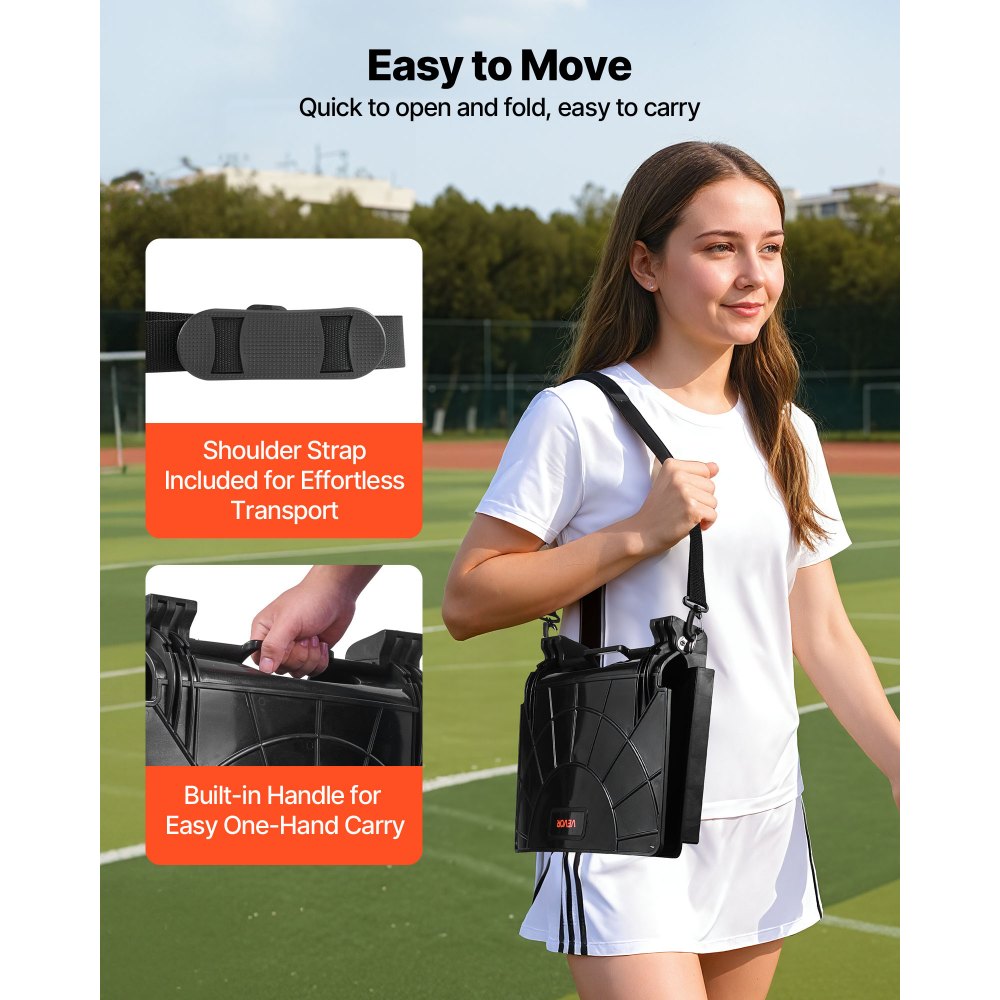 VEVOR Stadium Seat, Folding Bleacher Chair with Back Support and Thick Cushion, Padded Stadium Seat for Bleacher Includes Shoulder Strap, Hooks, Cup Holder, Lycra Material, Side Pocket, PP Material