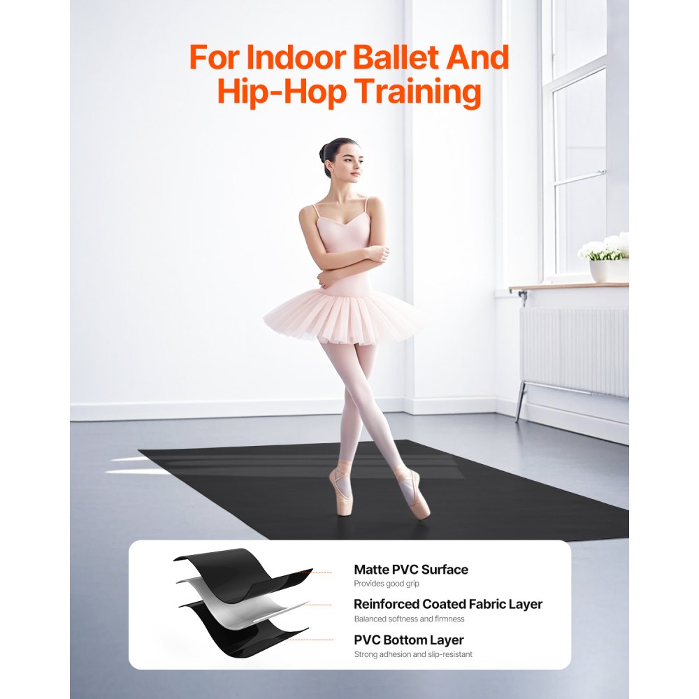 VEVOR Tappetino Yoga Portatile 2000 x 1000 mm Pista da Ballo con Borsa Organizzatore, Tappetini per Esercizi Spessi 1,5 mm Tappetini Antiscivolo per Allenarsi a Casa, Area di Copertura di 2,04 m²