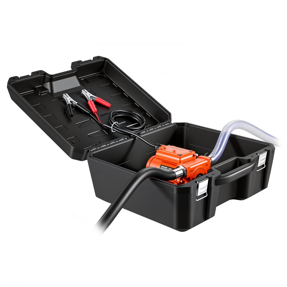 VEVOR Kit Pompa per Trasferimento Diesel Benzina Cherosene Portatile 12V Pompa Elettrica Portatile, Motore da 1/4 CV, Corpo in Ghisa, con Ugello Carburante Manuale, Tubo di Scarico, Filtro a Rete