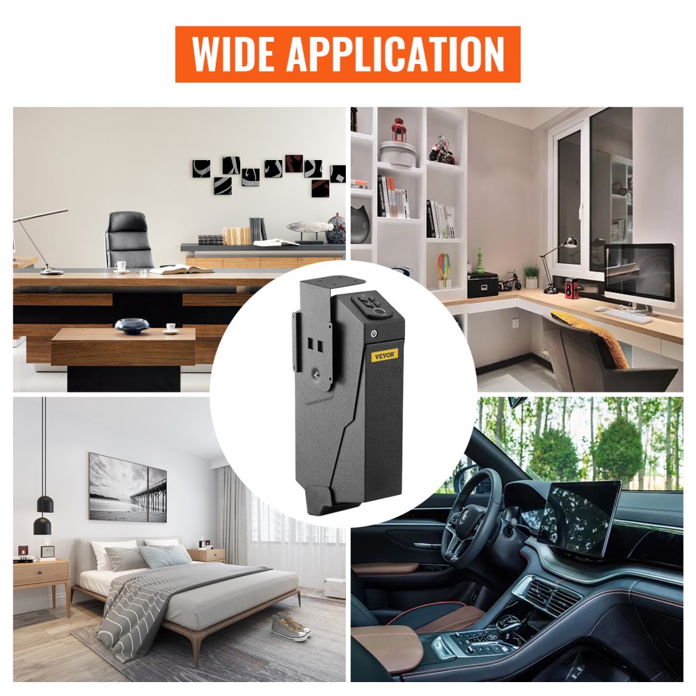 VEVOR Cassaforte a Muro con 2 Chiavi con Impronta Digitale e Cassaforte con Combinazione Elettronica  4 x AA a Batteria Sicure per La Sicurezza Domestica