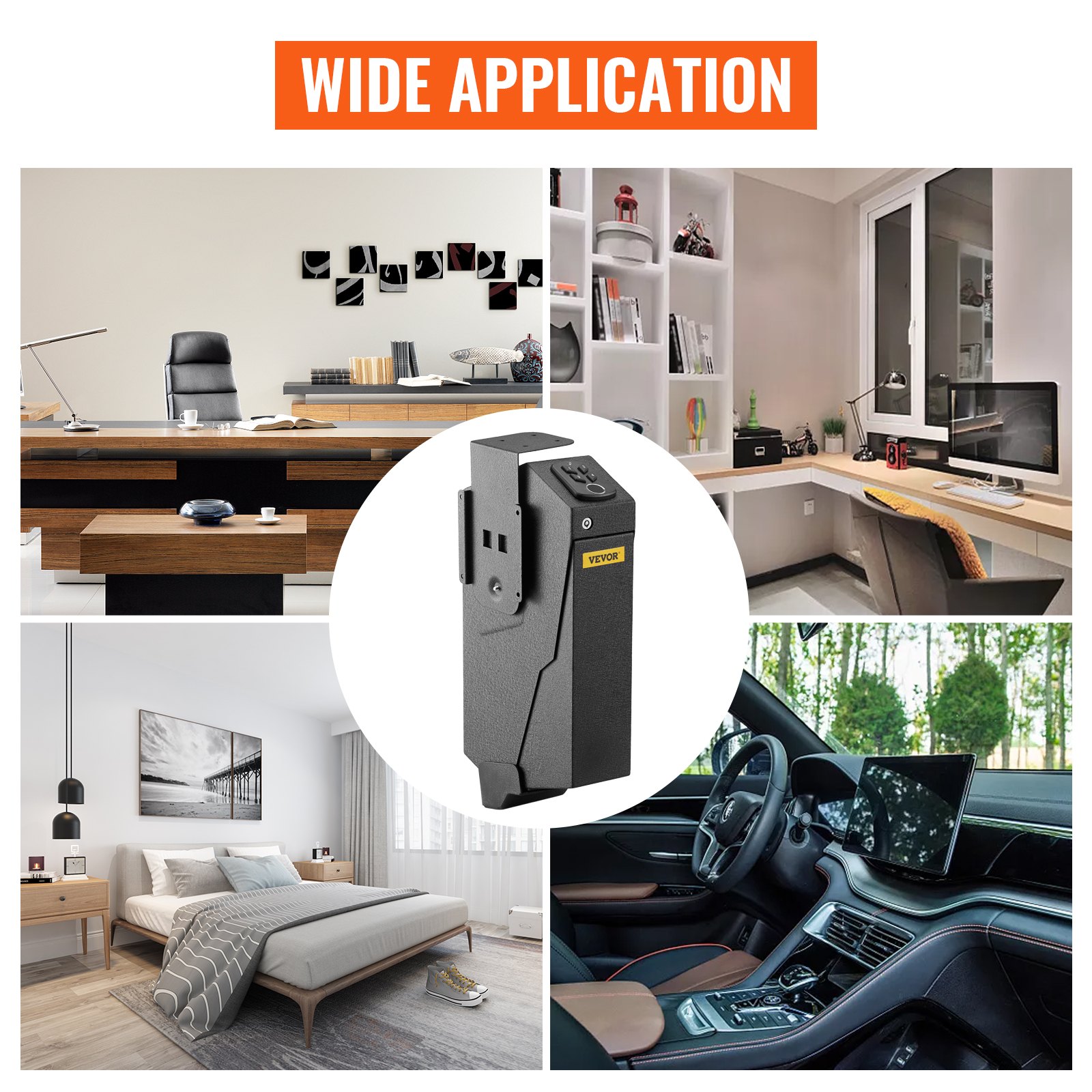 VEVOR Cassaforte a Muro con 2 Chiavi con Impronta Digitale e Cassaforte con Combinazione Elettronica  4 x AA a Batteria Sicure per La Sicurezza Domestica