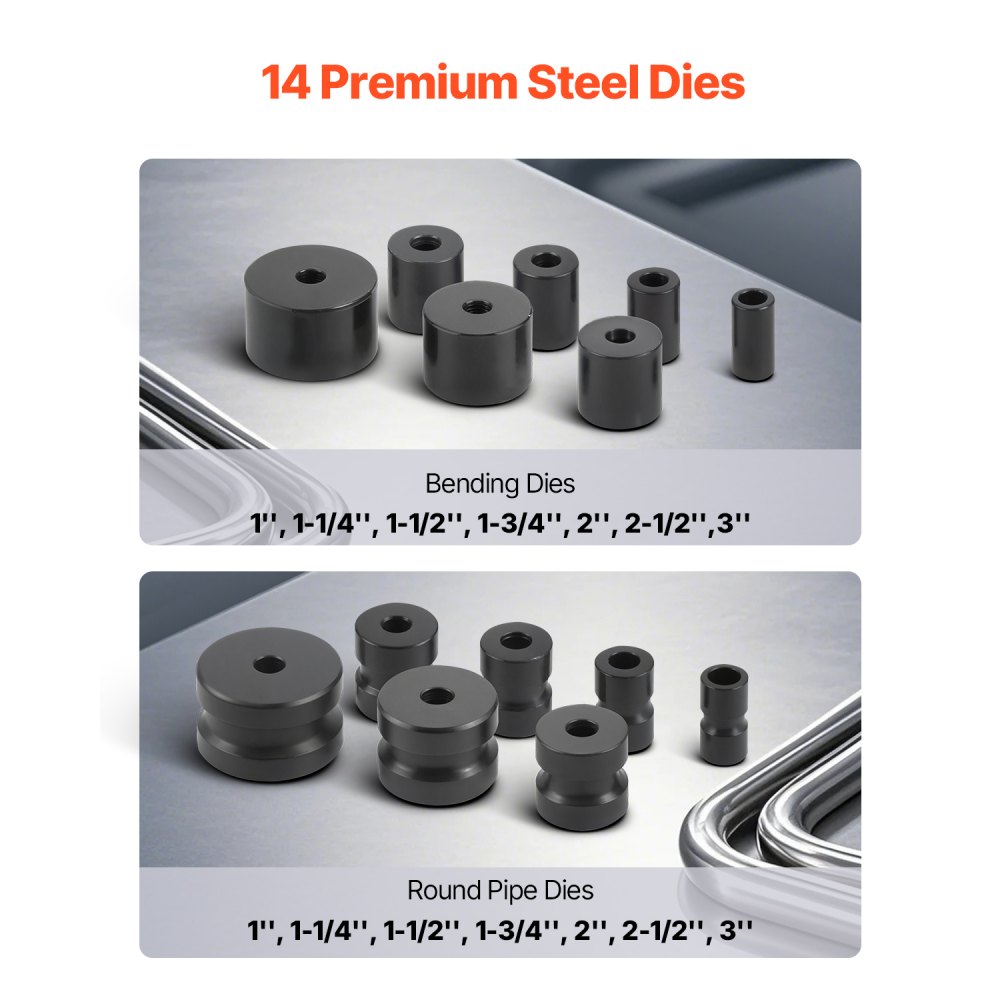 VEVOR Piegatubi Manuale per Tubi con Diametro Esterno Massimo 5,08 cm con 14 Matrici di Piegatura, Utensile per Piegatura Tubi a 200° in Rame Alluminio Ferro, per Riparazione Auto Frigoriferi