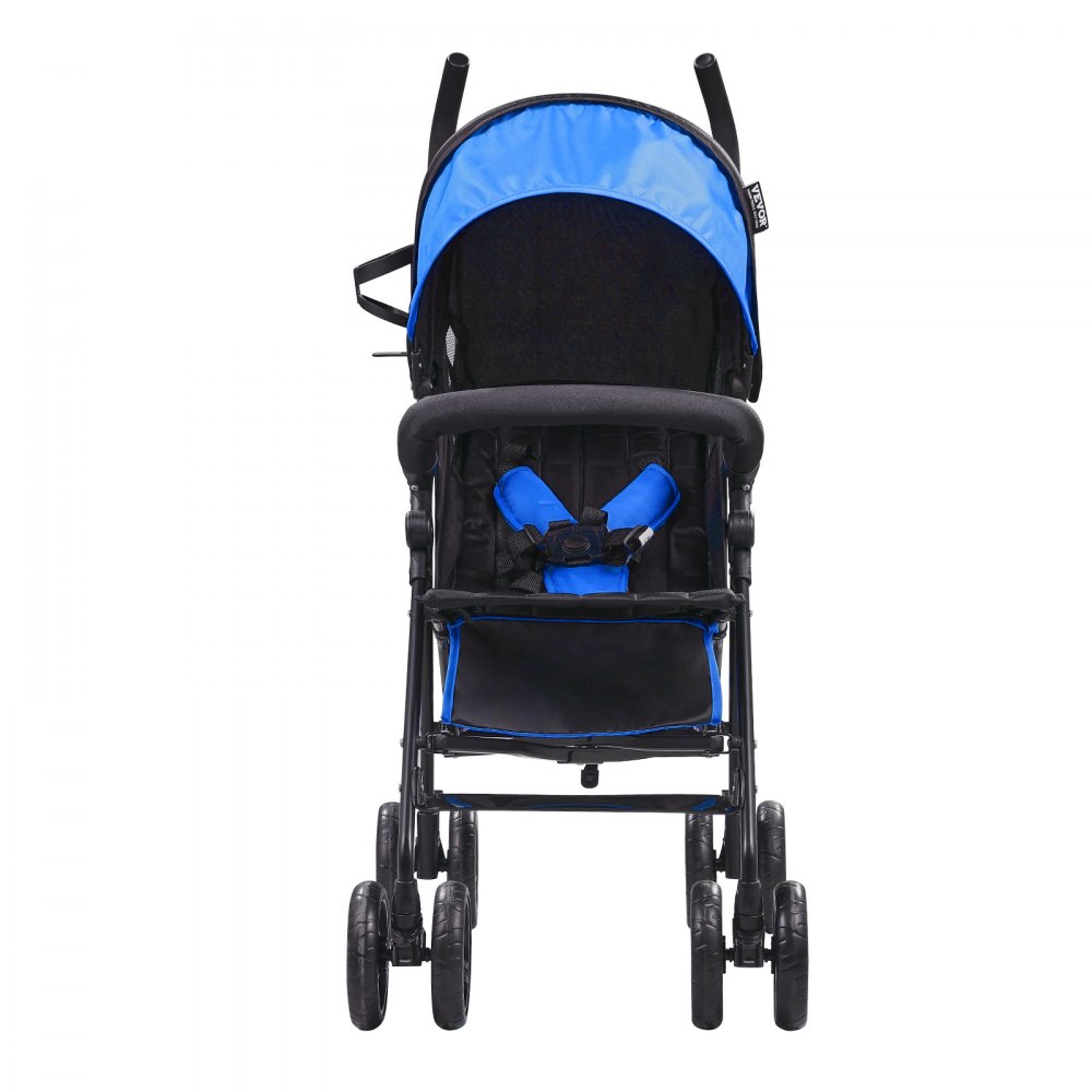 VEVOR Passeggino Leggero, 1170 x 340 x 240 mm Passeggino per Bambini a Ombrello, Schienale Reclinabile Multiposizione, Telaio in Acciaio al Carbonio, Ampio Cestino Portaoggetti, per Viaggi, Nero/Blu