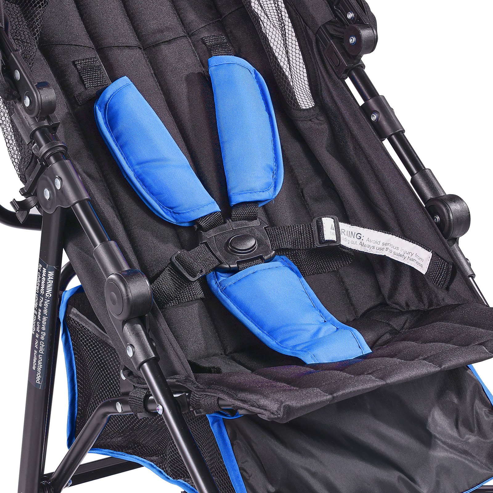 VEVOR Passeggino Leggero, 1170 x 340 x 240 mm Passeggino per Bambini a Ombrello, Schienale Reclinabile Multiposizione, Telaio in Acciaio al Carbonio, Ampio Cestino Portaoggetti, per Viaggi, Nero/Blu