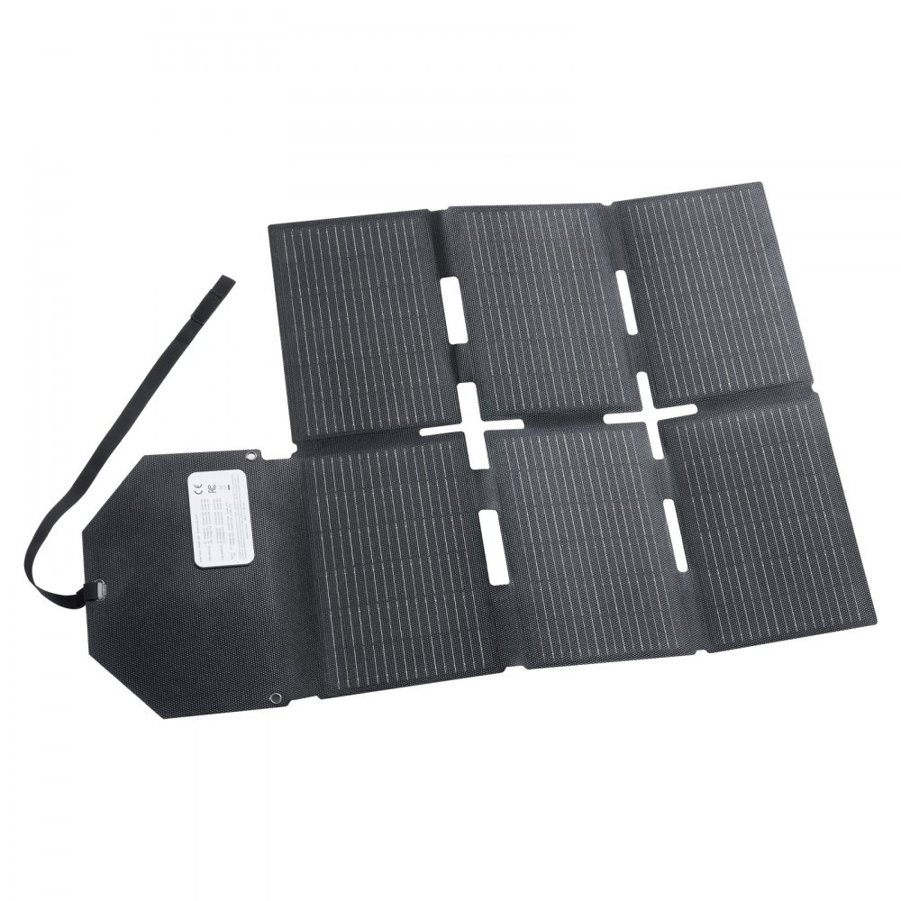 VEVOR 60W Foldable Solar Panel Charger, 16BB N-Type Monocrystalline Solar Panel 24% Efficiency, Lightweight Portable with MC4 Output, Type-C, USB-A & DC Ports for Power Stations Camping Hiking