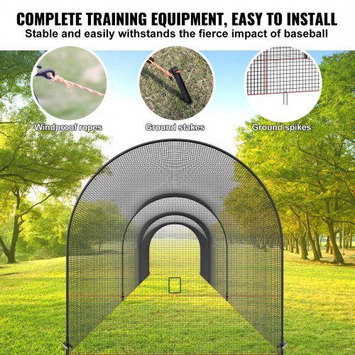 Gabbie per battute da baseball, per cortile, portatile, per baseball e softball, 9,1 x 3,7 x 2,4 m, con foro per macchina da lancio e porta staccabile