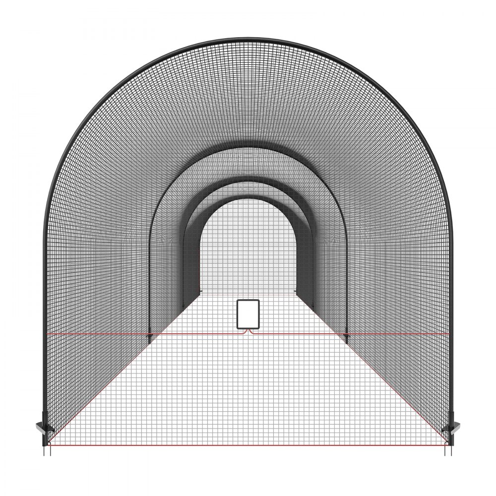 VEVOR Rete Gabbia da Baseball Telaio e Rete 12x3,6x3,6 m, Rete per Gabbia da Baseball per Allenamento di Battere e Fielding, Rete da Baseball con Borsa Trasporto per Adolescenti Adulti Cortile Nero